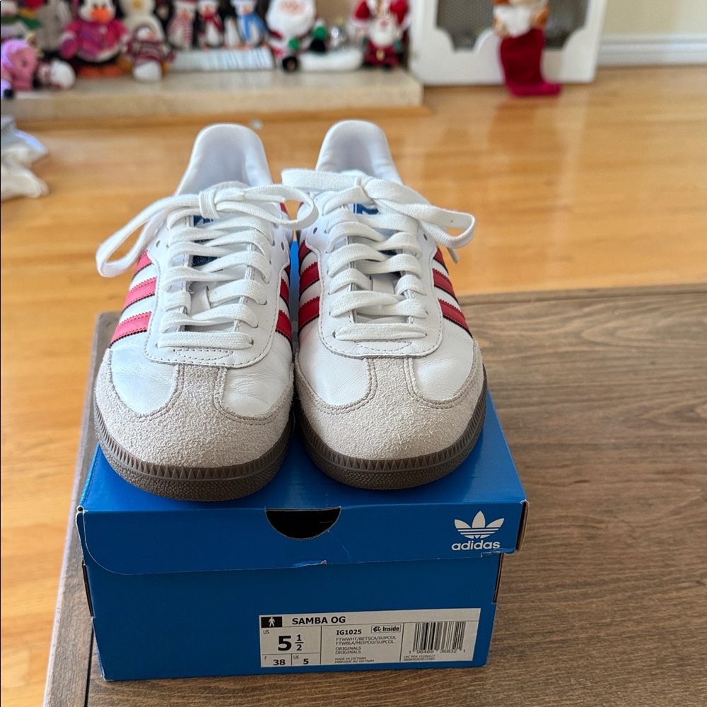 adidas Samba OG White and Red Women's Shoes